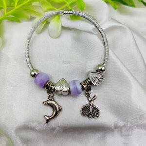 Elegant Dolphin Charm Pandora Bracelet with Purple Accents