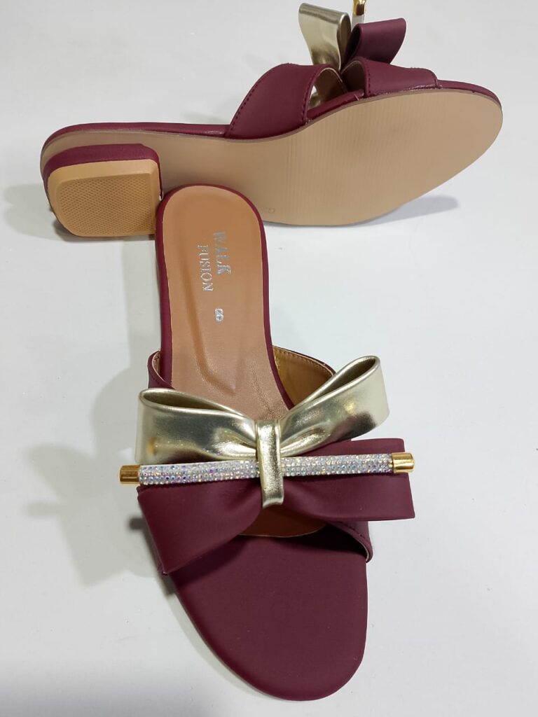 Stylish Maroon Block Heel Slip-On Slippers